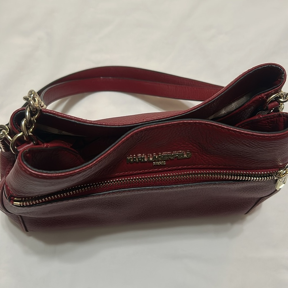 Karl Lagerfeld Red Genuine Leather Shoulder Bag - Picture 4 of 9